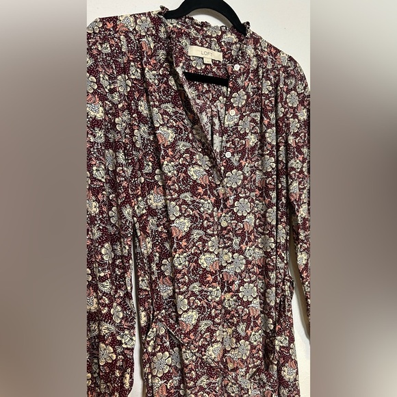 LOFT Floral Long Sleeve Button Up Sundress Size Small - Picture 2 of 5